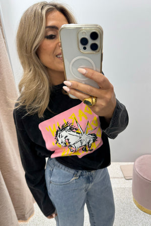 Chosen By Fifi & Annie The Electric Soul Long Sleeve Tee | Washed Black