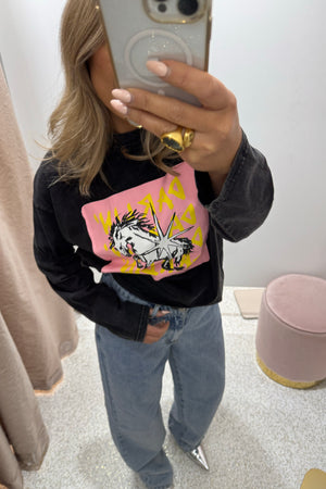 Chosen By Fifi & Annie The Electric Soul Long Sleeve Tee | Washed Black