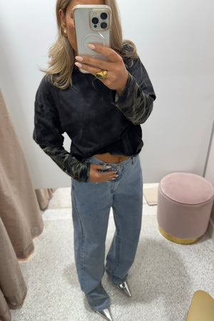 Chosen By Fifi & Annie The Camo, Camo Long Sleeve Tee | Washed Black