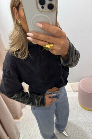 Chosen By Fifi & Annie The Camo, Camo Long Sleeve Tee | Washed Black