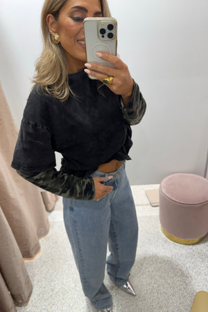 Chosen By Fifi & Annie The Camo, Camo Long Sleeve Tee | Washed Black