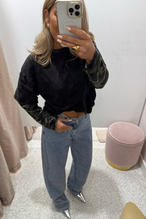 Chosen By Fifi & Annie The Camo, Camo Long Sleeve Tee | Washed Black