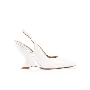 Lana Wilkinson Monique Slingback Wedge Heel | White Croc Patent