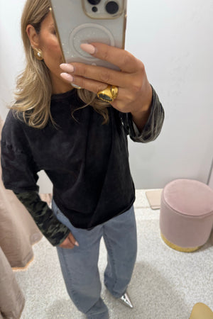 Chosen By Fifi & Annie The Camo, Camo Long Sleeve Tee | Washed Black