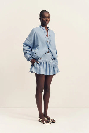 Shona Joy Ellsworth Gathered Mini Skirt | Bleached Blue