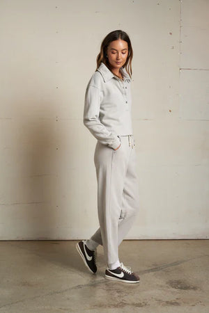 Perfect White Tee Vinny Fleece 3/4 Sleeve Sweatshirt | Silver