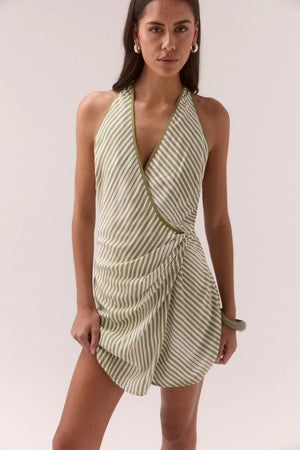 Sovere Studio Vista Mini Dress | Olive Stripe