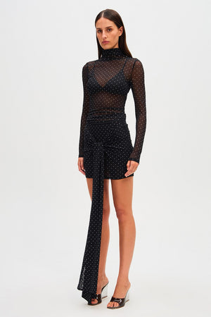Misha Sandra Mesh Top | Black / Diamante
