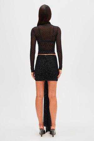 Misha Sandra Mesh Top | Black / Diamante