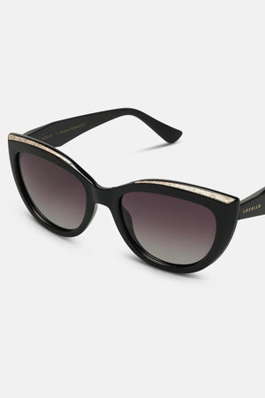 Locello Gia Sunglasses | Black / Gold Smoke