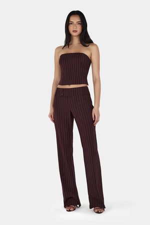Ownley Yolanda Suit Pant | Cherry Choc Stripe