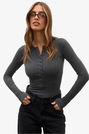 Bayse Brand Lara Bodysuit | Dark Heather Grey