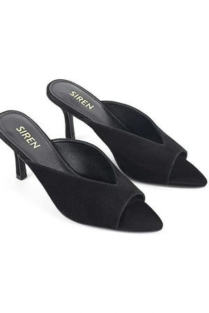Siren Mabel Point Toe Mule | Black Suede