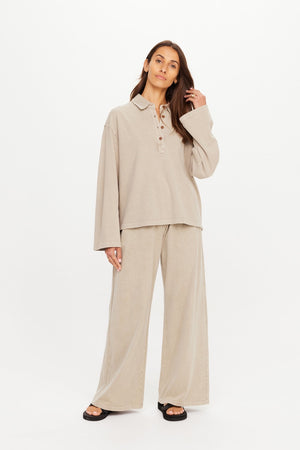 The Upside Soho Rhea Collared Top | Khaki