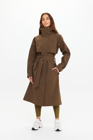 The Upside James Hooded Trench Coat | Olive
