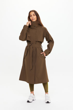 The Upside James Hooded Trench Coat | Olive