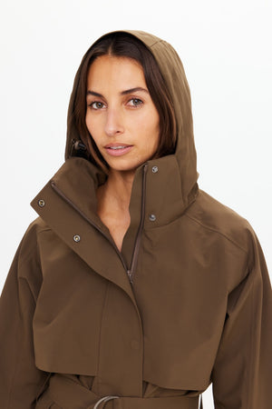 The Upside James Hooded Trench Coat | Olive