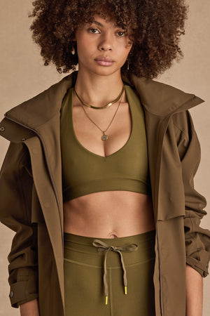 The Upside Oxford Ulla Halter Bra | Olive