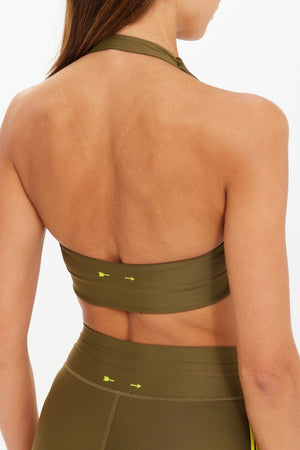 The Upside Oxford Ulla Halter Bra | Olive