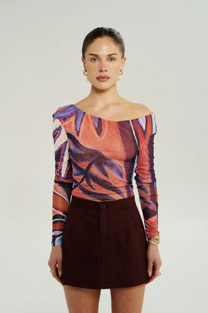 Summi Summi Long Sleeve Off Shoulder Top | Bordeaux