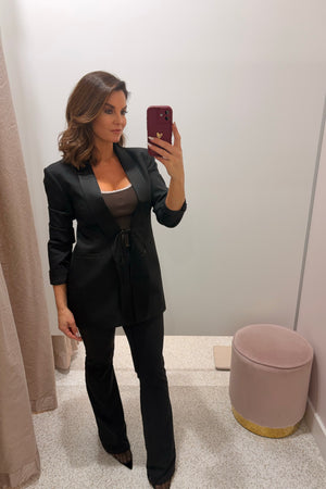 Shona Joy Benji Tuxedo Tie Blazer | Black