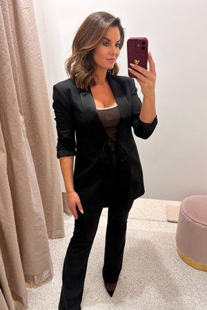 Shona Joy Benji Tuxedo Tie Blazer | Black