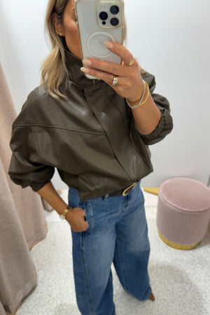 Chosen By Fifi & Annie The Annalise Faux Leather Jacket | Olive