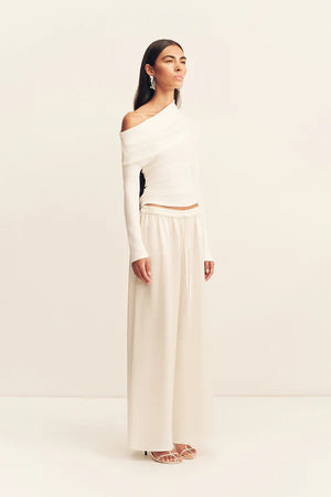 Shona Joy Aby Draped Asymmetrical Long Sleeve Top | Ivory