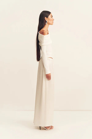 Shona Joy Aby Draped Asymmetrical Long Sleeve Top | Ivory