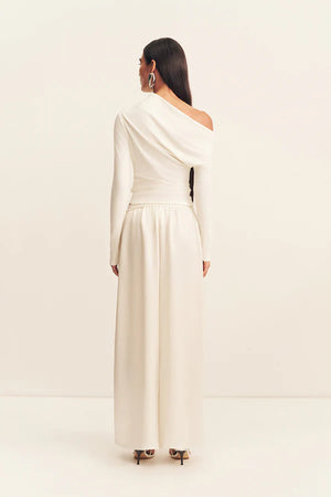 Shona Joy Aby Draped Asymmetrical Long Sleeve Top | Ivory