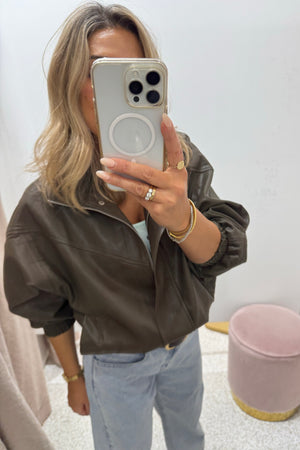 Chosen By Fifi & Annie The Annalise Faux Leather Jacket | Olive