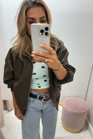 Chosen By Fifi & Annie The Annalise Faux Leather Jacket | Olive