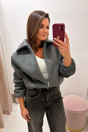 Ena Pelly Maeve Wool Blend Bomber | Grey