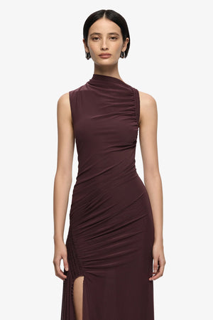 Bec + Bridge Marabou Maxi Dress | Aubergine