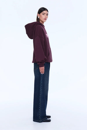 Ena Pelly Cassie Oversized Hoodie | Deep Cherry Red