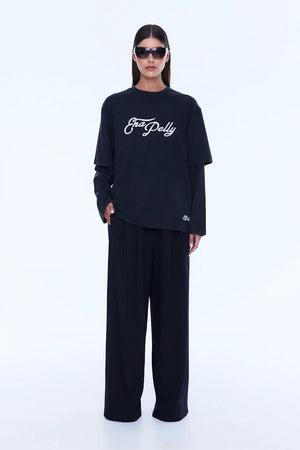 Ena Pelly Mock Layer Long Sleeve Tee | Vintage Black