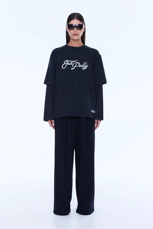 Ena Pelly Mock Layer Long Sleeve Tee | Vintage Black