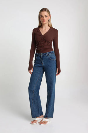Madison The Label Clementine Long Sleeve Top | Chocolate || PRE-ORDER ETA 6/06/2026