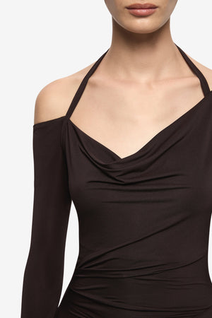 Bec + Bridge Court Long Sleeve Maxi Dress | Dark Chocolate