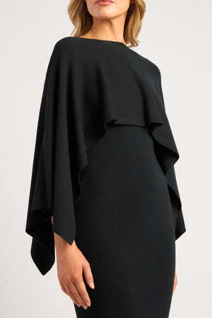 Chosen By Fifi & Annie The Two Way Wear Cape Feature Knit Dress | Black