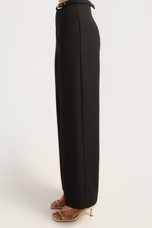 Chosen By Fifi & Annie The Gold Buckle Belt Detail Straight Leg Pants | Black
