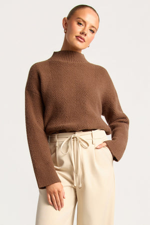 Chosen By Fifi & Annie The Relaxed Knit Jumper with Side Gold Buttons | Ash Brown