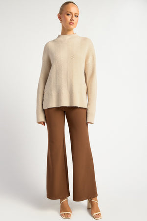 Chosen By Fifi & Annie The Relaxed Knit Jumper with Side Gold Buttons | Bone