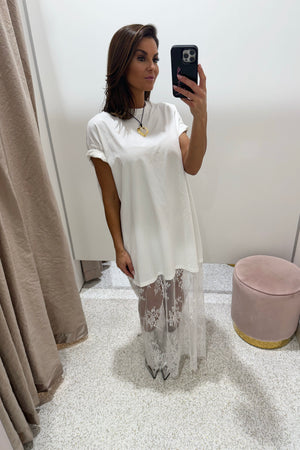 Chosen By Fifi & Annie The Lace Maxi T-Shirt Dress | White