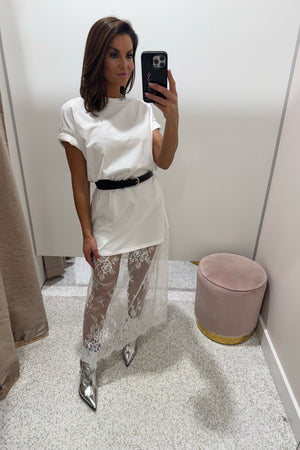 Chosen By Fifi & Annie The Lace Maxi T-Shirt Dress | White