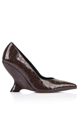 Lana Wilkinson Molly Pump Wedge | Croc Embossed Leather