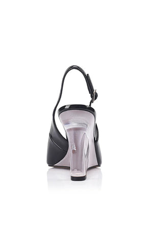 Lana Wilkinson Octava Slingback Wedge | Black Patent Leather