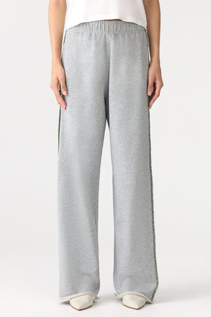 Bassike Slouch Wide Leg Fleece Pant | Grey Marle