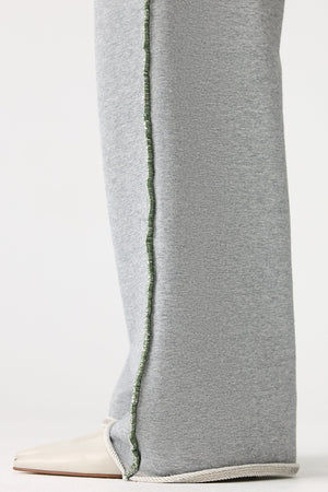 Bassike Slouch Wide Leg Fleece Pant | Grey Marle
