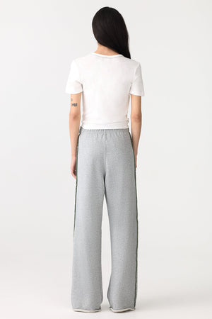 Bassike Slouch Wide Leg Fleece Pant | Grey Marle